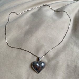 Vintage 925 sterling silver puffy heart necklace